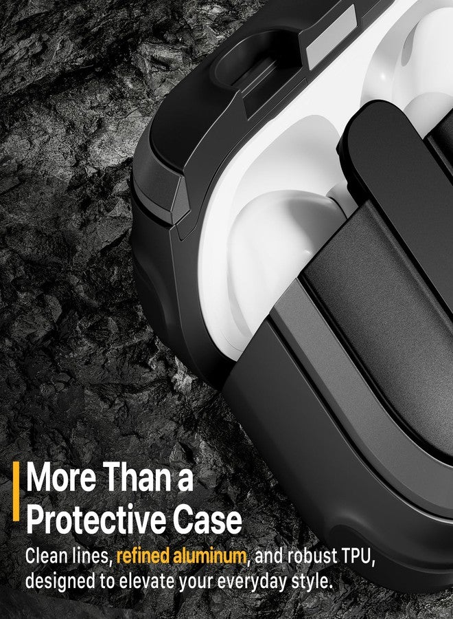 MAGEASY Design for AirPods Pro 2 Case Cover - Rugged AirPods Pro Case with Lock | Work with Cable, Official Apple Watch & MagSafe Charging | Include Carabiner - Odyssey, Metal Blue Gray - Image 3