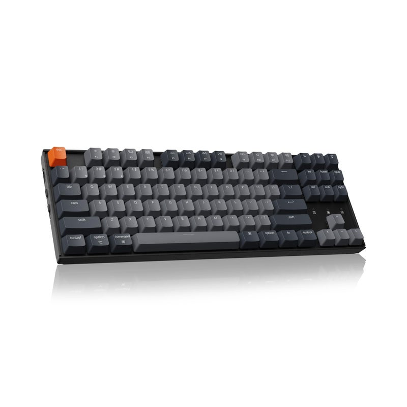 Keychron لوحة مفاتيح ميكانيكية لاسلكية Keychron K8 بدون لوحة أرقام لجهاز Mac، إضاءة خلفية بيضاء، بلوتوث، تعدد المهام، لوحة مفاتيح للألعاب سلكية Type-C لنظام Windows مع مفتاح Gateron G Pro Red - Image 1