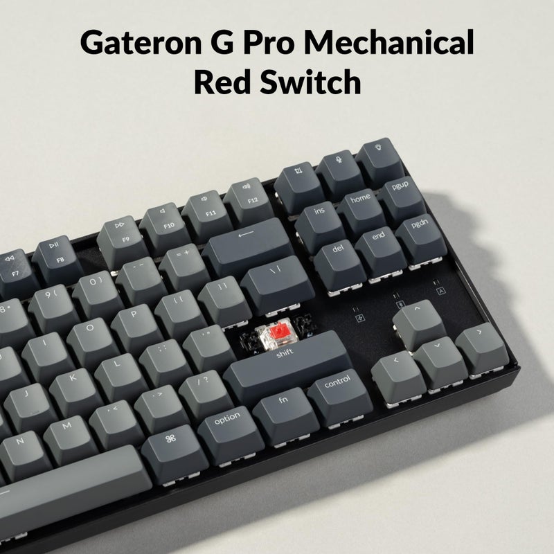 Keychron لوحة مفاتيح ميكانيكية لاسلكية Keychron K8 بدون لوحة أرقام لجهاز Mac، إضاءة خلفية بيضاء، بلوتوث، تعدد المهام، لوحة مفاتيح للألعاب سلكية Type-C لنظام Windows مع مفتاح Gateron G Pro Red - Image 5