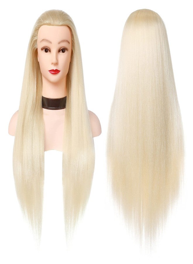 DANSEE Mannequin Head Hair Styling 28" Training Head Manikin Cosmetology Doll Head Synthetic Fiber Hair with DIY Braiding Set+ Free Table Clamp (613) - Image 2