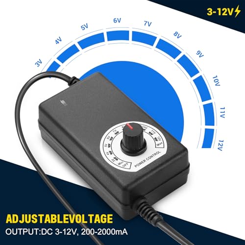 Facmogu 3V-12V 5A 60W Adjustable Power Supply with LED Display, Variable DC 3V 5V 6V 9V 12V Universal AC/DC Adapter, 100V-240V AC to DC 3-12V Switching Power Converter Multi-Voltage Regulated Adaptor - Image 3