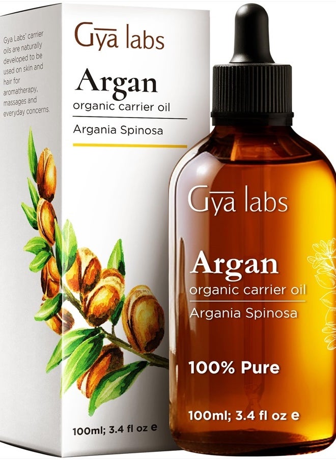 gya labs - Organic Argan Oil for Hair - Pure Cold-Pressed Moroccan Argan Oil for Skin & Face - Moisturizing Argan Hair Oil for Lotions, Soaps & Hair Conditioners (3.4 fl oz) - Image 1