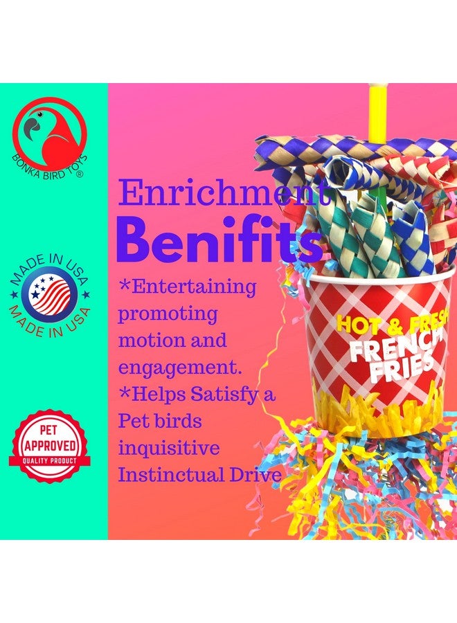 Bonka Bird Toys Bonka Bird Toys 2306 French Fries Small Medium Bird Toy Foraging Bamboo Trap Cup Paper Shred Cockatiels Parakeets Conures and Other Similar Sized Birds - Image 2