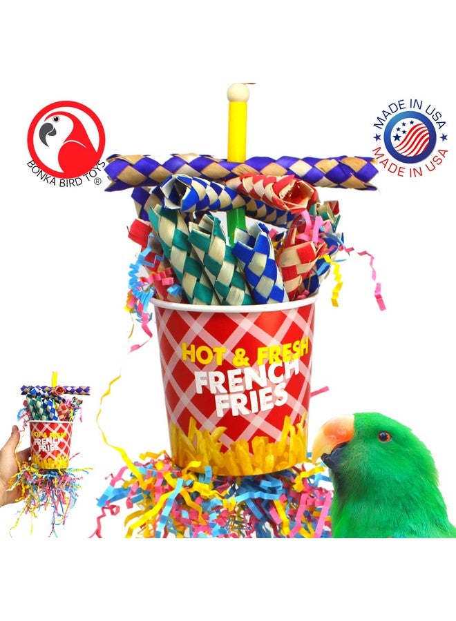 Bonka Bird Toys Bonka Bird Toys 2306 French Fries Small Medium Bird Toy Foraging Bamboo Trap Cup Paper Shred Cockatiels Parakeets Conures and Other Similar Sized Birds - Image 3