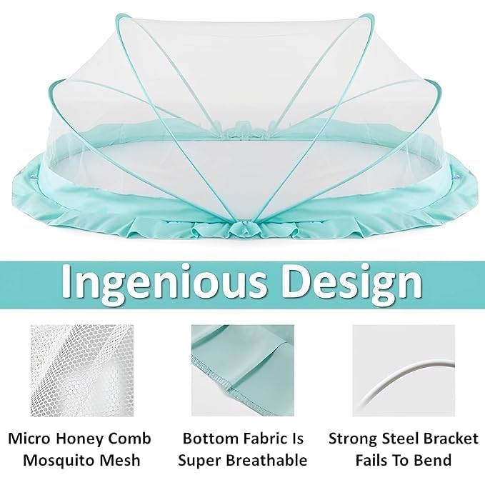 Radiant Foldable Baby Mosquito Net, Bottomless Net for Baby, for Safe & Easy Use | Ensures Your Baby's Safe Sleep - Upto 2Years (Pack of 1) (Ocean Green) - Image 5