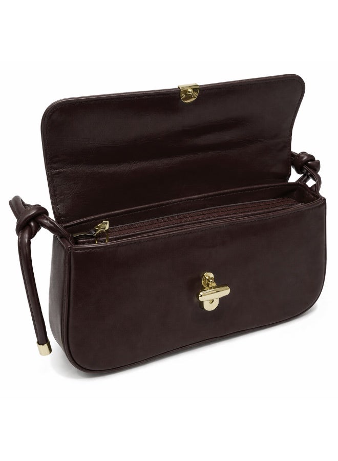 شنطة يد نسائية صغيرة جلد باللون البنى - Image 4