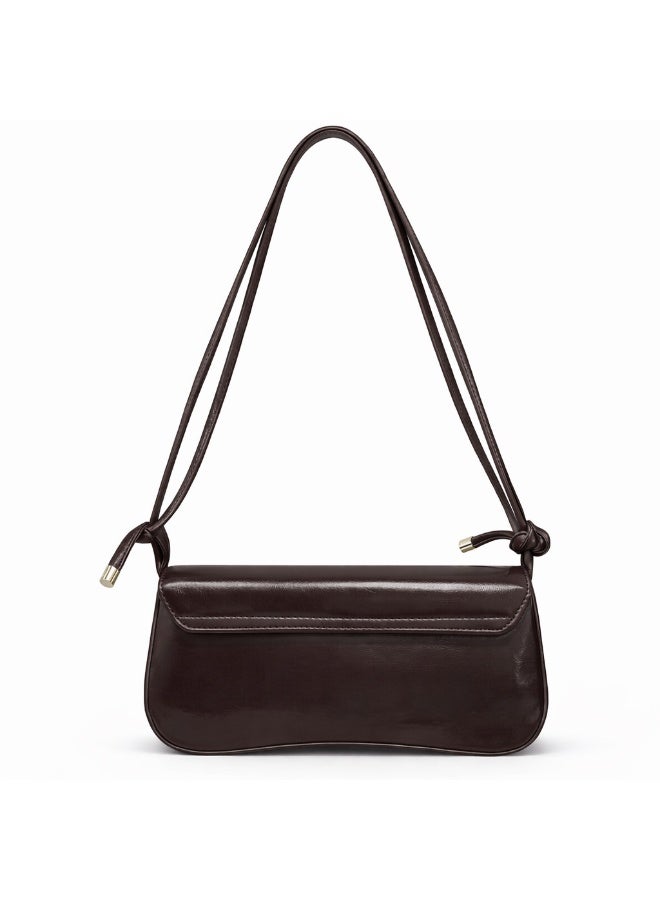 شنطة يد نسائية صغيرة جلد باللون البنى - Image 3