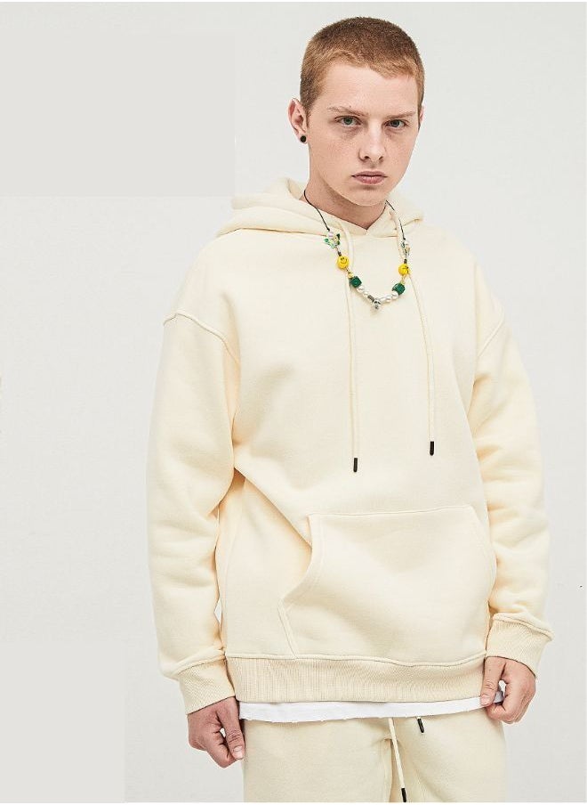 Mei Stylish Unisex Plain Relaxed Fit Pullover Hoodie with Kangaroo Pockets  - Image 2