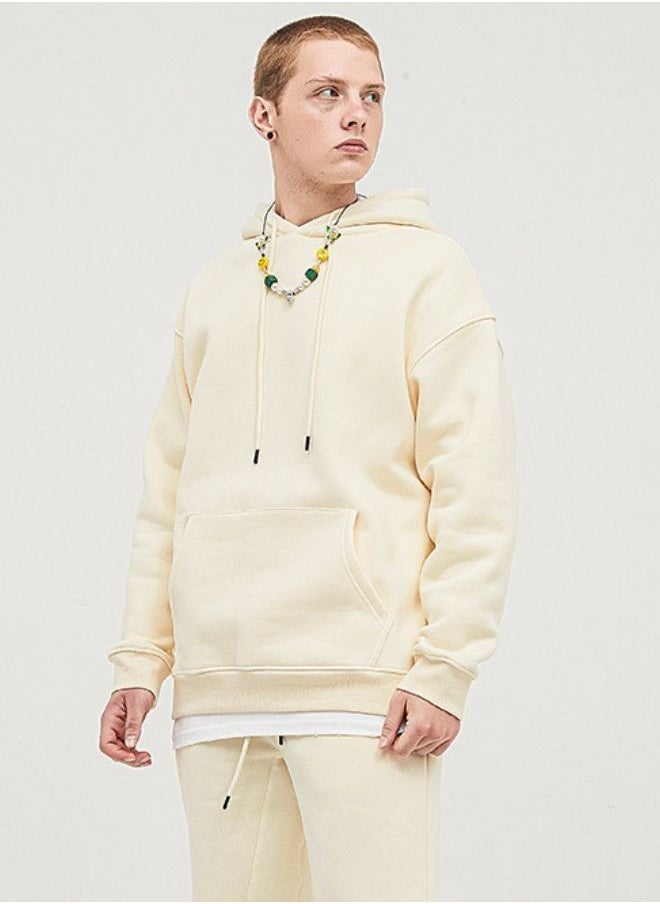 Mei Stylish Unisex Plain Relaxed Fit Pullover Hoodie with Kangaroo Pockets  - Image 1