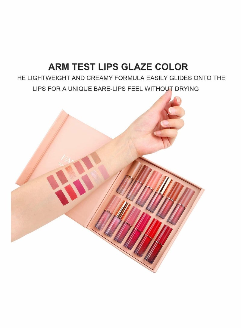SYOSI 12 Pcs Velvet Matte Liquid Lipstick Set, Waterproof Long Lasting Non-stick Cup Not Fade Nude Lip Gloss Set, Up To 24 Hours, Professional Lip Makeup Gift Kit For Women - Image 2