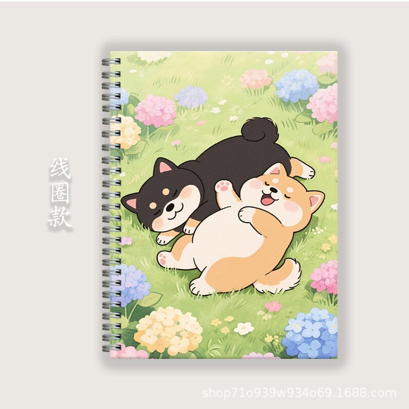 Cute Puppy A5B5A4 Notepad Hard Shell Coil Notebook Homework Book Horizontal Line English Book Two-Dimensional Student - Image 2