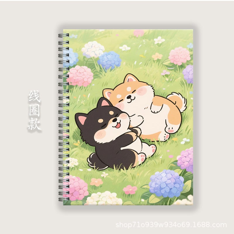 Cute Puppy A5B5A4 Notepad Hard Shell Coil Notebook Homework Book Horizontal Line English Book Two-Dimensional Student - Image 4