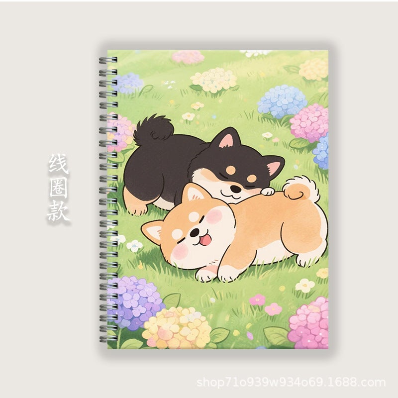 Cute Puppy A5B5A4 Notepad Hard Shell Coil Notebook Homework Book Horizontal Line English Book Two-Dimensional Student - Image 3