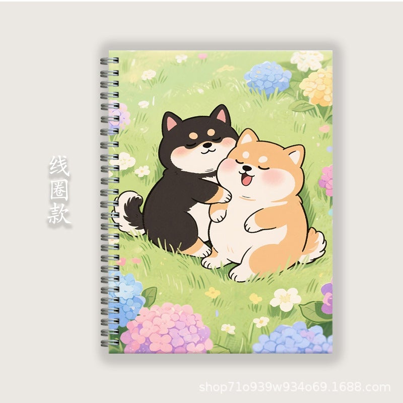 Cute Puppy A5B5A4 Notepad Hard Shell Coil Notebook Homework Book Horizontal Line English Book Two-Dimensional Student - Image 1