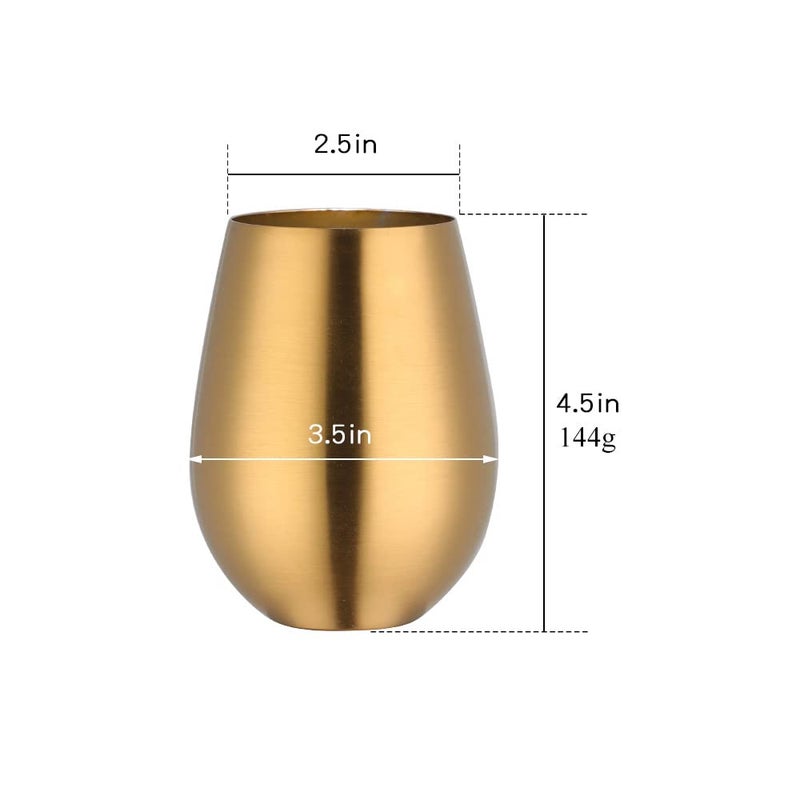 BISDARUN 17 oz Stainless Steel Stemless Wine Glass, Outdoor Portable Wine Tumbler for the Pool, Camping,Cookouts, Travel-Set of 2 Metal Drinking Cups Father's Day, Oktoberfestï¼ˆGoldï¼‰ - Image 3