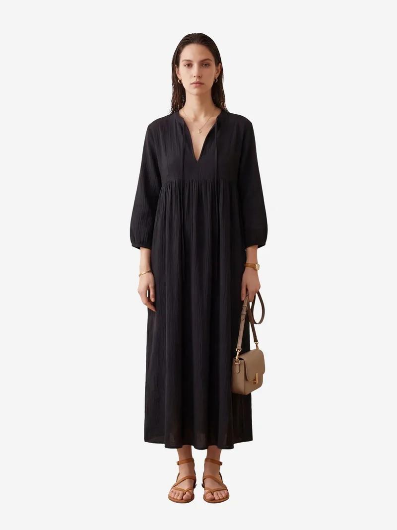 ماي فاشن MY FASHION Tie Detail Loose Fit Maxi Dress