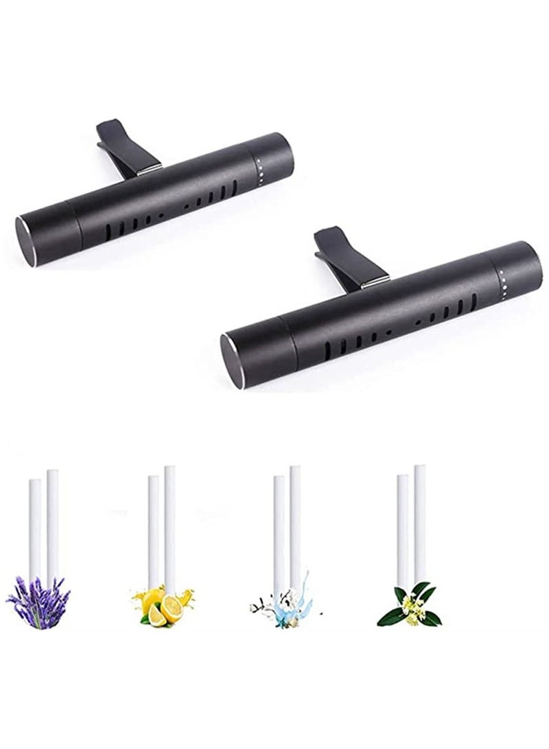 2 PCS Car Air Freshener Vent Clip, 8 Perfume Scents Refill Sticks Car Perfume Clip, Cylindrical Aromatherapy Essential Oil Vent Clip for Car, Office, Bathroom, Pet Houses - Image 1