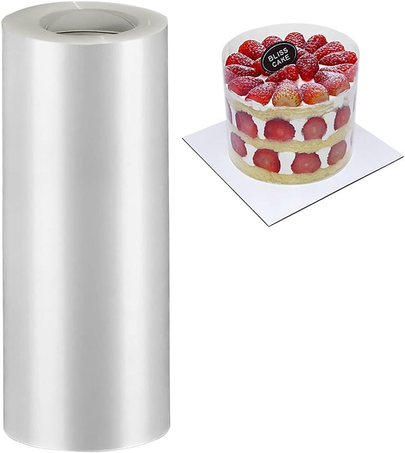 BYKITCHEN أطواق كعك 8 بوصة - ورق أسيتات شفاف للكعك لتزيين الشوكولاتة والموس، DIY (الطول 394 بوصة) - Image 1