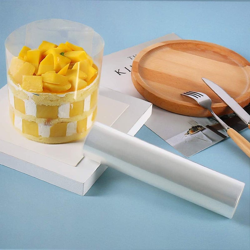 BYKITCHEN أطواق كعك 8 بوصة - ورق أسيتات شفاف للكعك لتزيين الشوكولاتة والموس، DIY (الطول 394 بوصة) - Image 5
