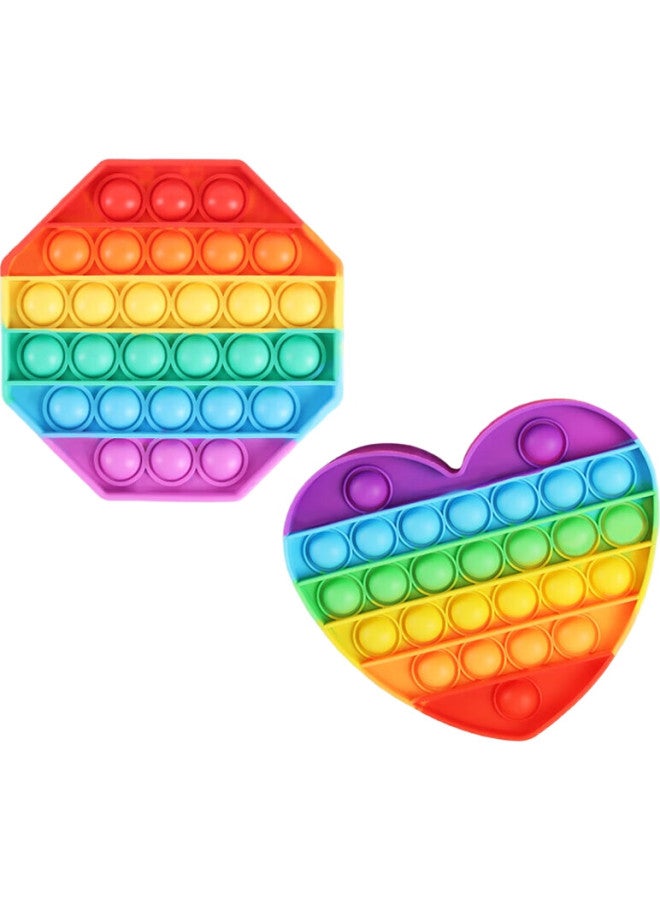 Tatanice Rainbow Push Toy, Stress Relief Squeeze Toy, 2 Pieces, For Boys And Girls, Back-To And Birthday Gift - Image 2