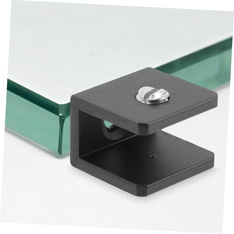 STOBOK 8 قطعة من مشابك حامل الرف الزجاجي الثقيلة باللون الأسود، حامل رف عائم مثبت على الحائط - Image 3