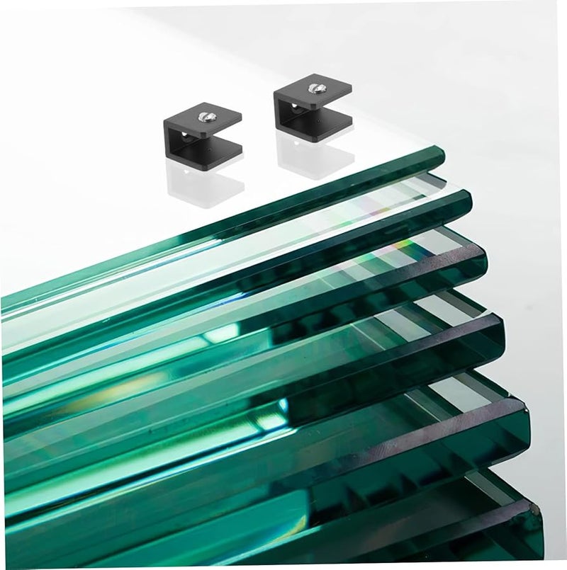 STOBOK 8 قطعة من مشابك حامل الرف الزجاجي الثقيلة باللون الأسود، حامل رف عائم مثبت على الحائط - Image 4