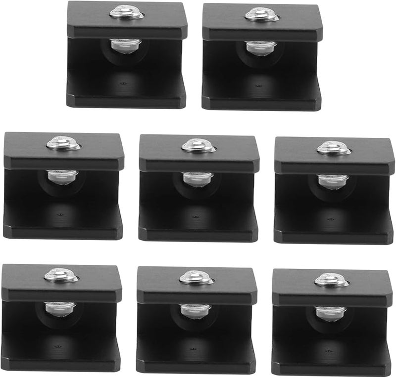 STOBOK 8 قطعة من مشابك حامل الرف الزجاجي الثقيلة باللون الأسود، حامل رف عائم مثبت على الحائط - Image 1