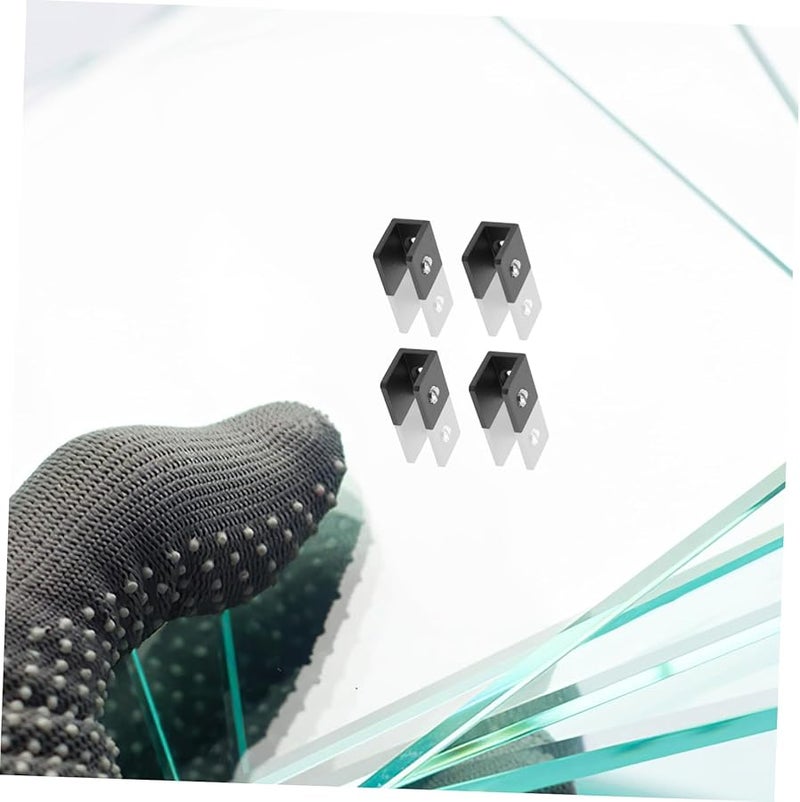 STOBOK 8 قطعة من مشابك حامل الرف الزجاجي الثقيلة باللون الأسود، حامل رف عائم مثبت على الحائط - Image 5