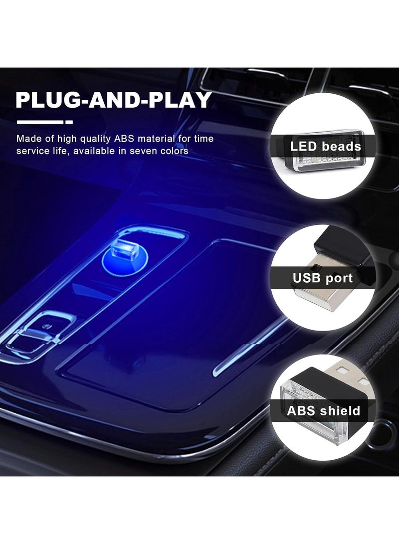 7 قطع من مصابيح LED USB لتزيين جو السيارة الداخلي، مصباح ليلي صغير مزود بمنفذ USB، إضاءة محيطة محمولة للسيارة، ملحقات داخلية عالمية للكمبيوتر المحمول باللون الأزرق - Image 3
