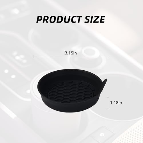 Tioollev 4PCS Car Cup Holder Coaster, Silicone Non-Slip Vehicle Cup Holder Insert Pads, Automotive Interior Insulation Drink Cup Mats Decor Accessories, Universal for SUV, Sedan, Truck (Black) - Image 2