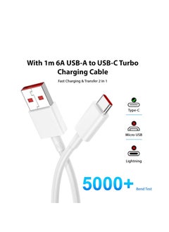 Generic شاحن حائط سريع 120 وات بتقنية الشحن الفائق لهاتف Xiaomi 14 13 12 13t 12t 12s Pro Lite Redmi Note K70 K60 K50 12 11 Pro Plus Black Shark 3 4 5 Poco F4 Gt Mi Turbo كابل USB Type C بطول 3.3 قدم و6 أمبير  - Image 3