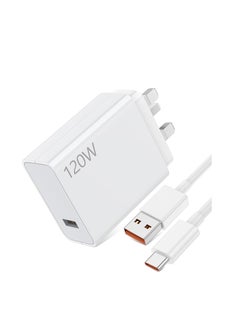 Generic شاحن حائط سريع 120 وات بتقنية الشحن الفائق لهاتف Xiaomi 14 13 12 13t 12t 12s Pro Lite Redmi Note K70 K60 K50 12 11 Pro Plus Black Shark 3 4 5 Poco F4 Gt Mi Turbo كابل USB Type C بطول 3.3 قدم و6 أمبير  - Image 2