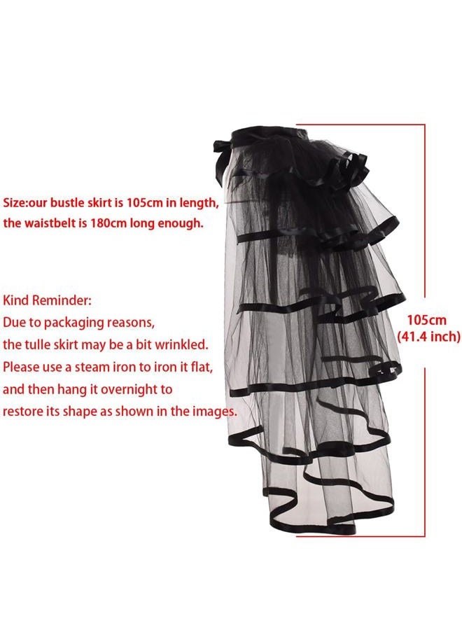 GRACEART Victorian Steampunk Tie-on Bustle Skirt Tutu Belt Lace Underskirt 105cm Length, Black Hem, One size - Image 4