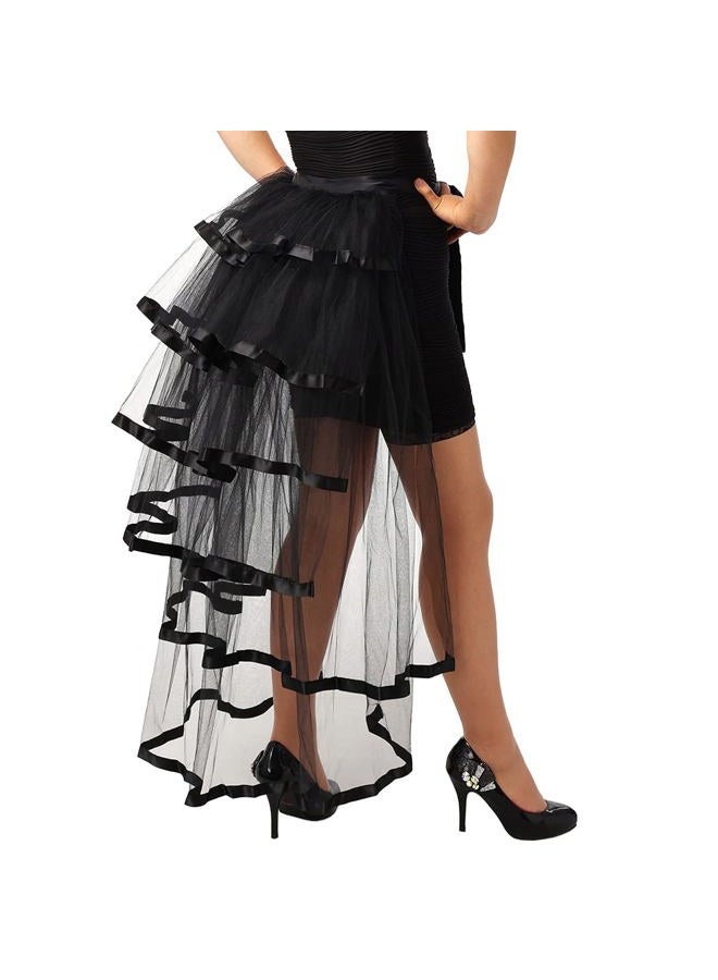 GRACEART Victorian Steampunk Tie-on Bustle Skirt Tutu Belt Lace Underskirt 105cm Length, Black Hem, One size - Image 5