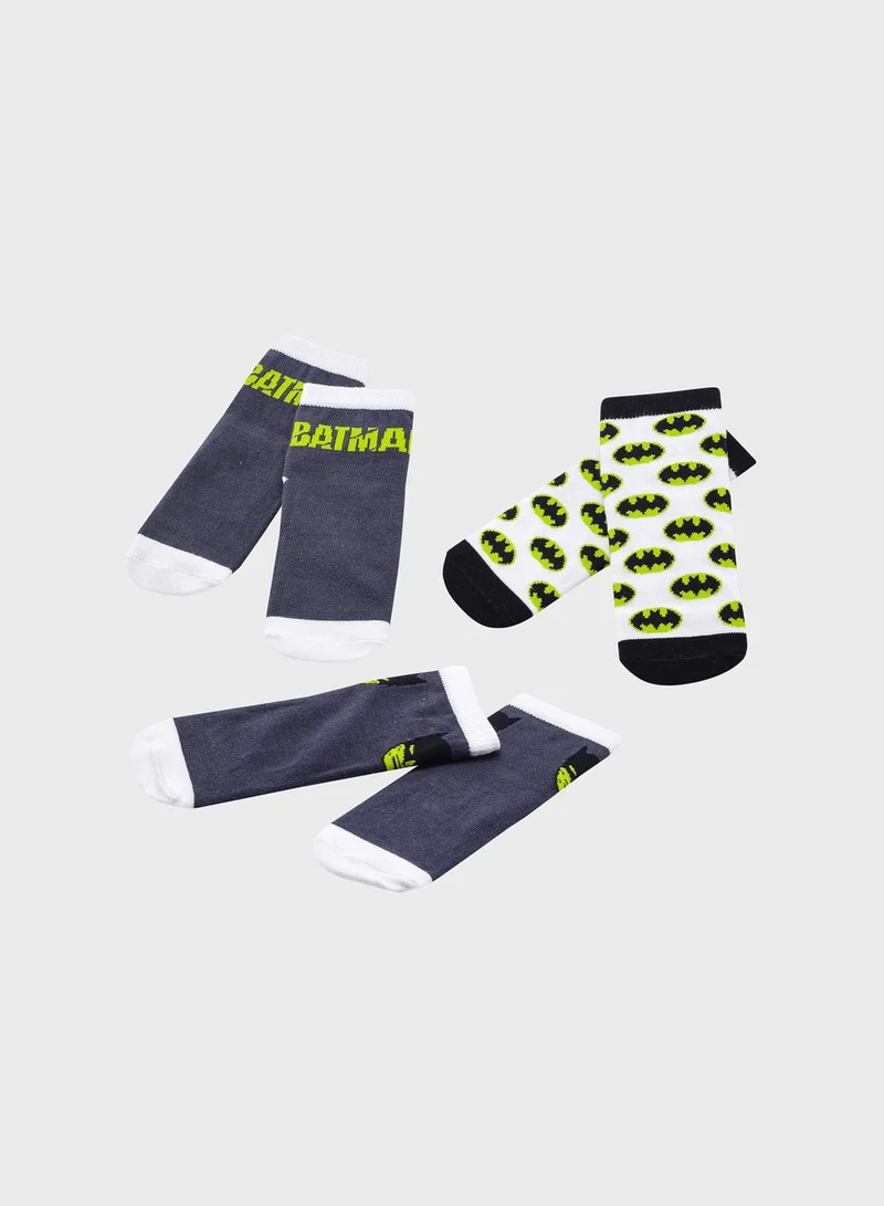 FAN MANIA 3 Pack Batman Printed Socks