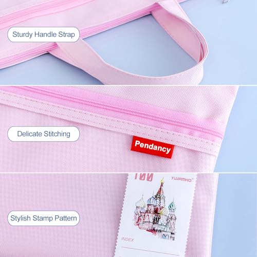 Pendancy Mesh Zipper Pouch 11x13.7 in, 2 pcs Large Double Pocket Waterproof File Bag with Handle, A4 Size Foldable Document Storage for Puzzle Project/Cross Stitch/Travel/Office（Blue Pink） - Image 5