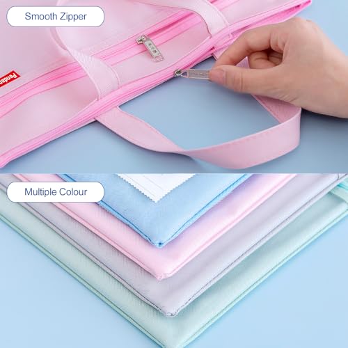 Pendancy Mesh Zipper Pouch 11x13.7 in, 2 pcs Large Double Pocket Waterproof File Bag with Handle, A4 Size Foldable Document Storage for Puzzle Project/Cross Stitch/Travel/Office（Blue Pink） - Image 4