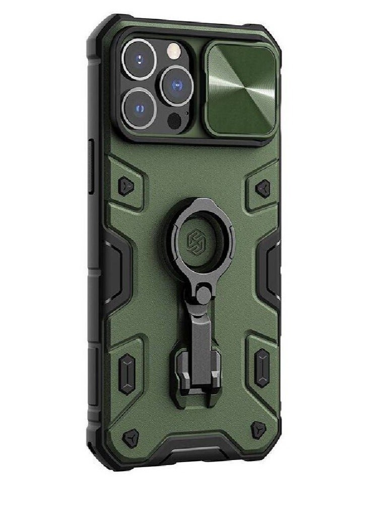 Nillkin CamShield Armor Pro With Ring Holder And Camera Protection Case Cover For iPhone 14 Pro Max Green - Image 1