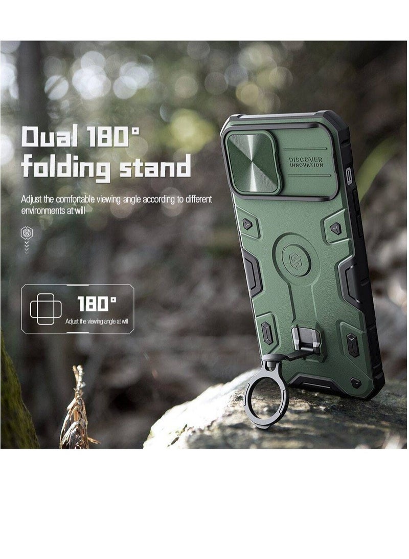 Nillkin CamShield Armor Pro With Ring Holder And Camera Protection Case Cover For iPhone 14 Pro Max Green - Image 2