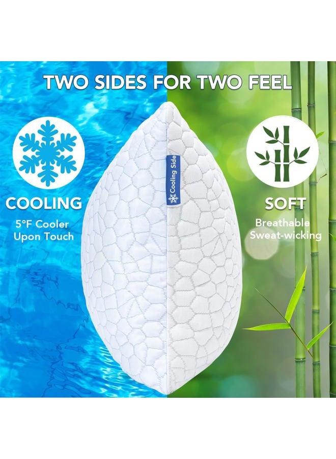QUTOOL Cooling Pillows for Sleeping 2 Pack, Shredded Memory Foam Bed Pillows Queen Size Set of 2, Cool Pillow for Hot Sleepers Adjustable Firm Pillow for Side, Back and Stomach Sleepers Supportive - Image 2