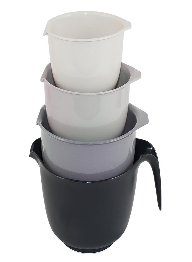 Glad Mixing Bowls with Pour Spout, Set of 4 - Nesting Plastic Bowls (1.2qt, 1.9qt, 2.8qt, and 3qt with Handle) - Non Slip Base, Dishwasher Safe Kitchen Cooking and Baking Supplies, Grey - Image 1