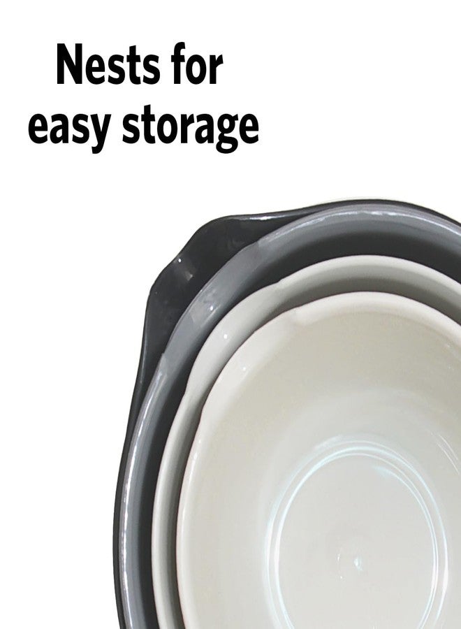 Glad Mixing Bowls with Pour Spout, Set of 4 - Nesting Plastic Bowls (1.2qt, 1.9qt, 2.8qt, and 3qt with Handle) - Non Slip Base, Dishwasher Safe Kitchen Cooking and Baking Supplies, Grey - Image 4