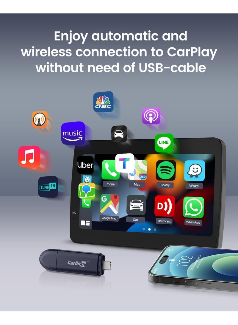 Carlinkit Mini SE Pro Wireless Adapter for OEM Wired CarPlay & OEM Wired Android Auto,Compatible with iOS 10 & Android 10 and Above, Fast Connection, No Latency - Deep Blue - Image 2
