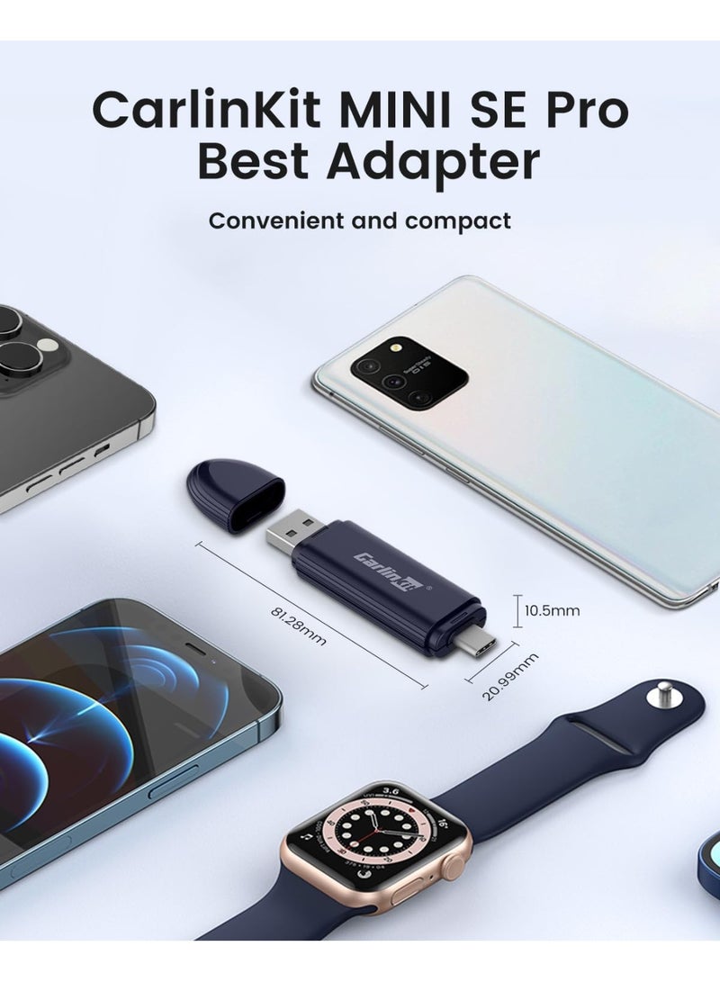 Carlinkit Mini SE Pro Wireless Adapter for OEM Wired CarPlay & OEM Wired Android Auto,Compatible with iOS 10 & Android 10 and Above, Fast Connection, No Latency - Deep Blue - Image 4