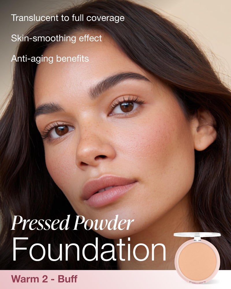 Mineral Fusion Pressed Powder Foundation - Matte Finish Face Powder for Medium Skin with Yellow Undertones - Age Defying Natural Makeup - Talc Free, Vegan, Hypoallergenic (Warm 2) - Image 2