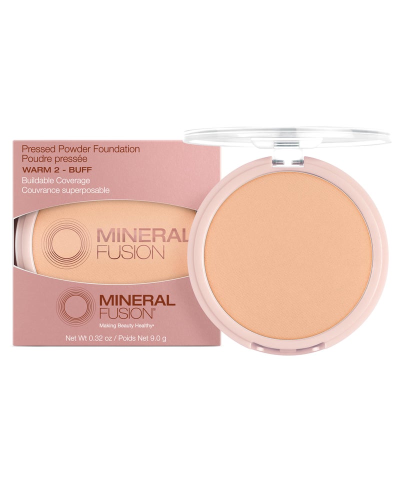 Mineral Fusion Pressed Powder Foundation - Matte Finish Face Powder for Medium Skin with Yellow Undertones - Age Defying Natural Makeup - Talc Free, Vegan, Hypoallergenic (Warm 2) - Image 1