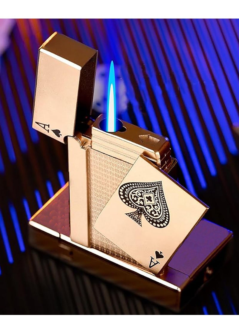 ولاعة شعلة مقاومة للرياح ولاعة غاز البيوتان، ولاعة وقود قابلة لإعادة التعبئة بلهب مفرد قابل للتعديل (البيوتان غير مشمول)، مع علبة هدايا - Image 3