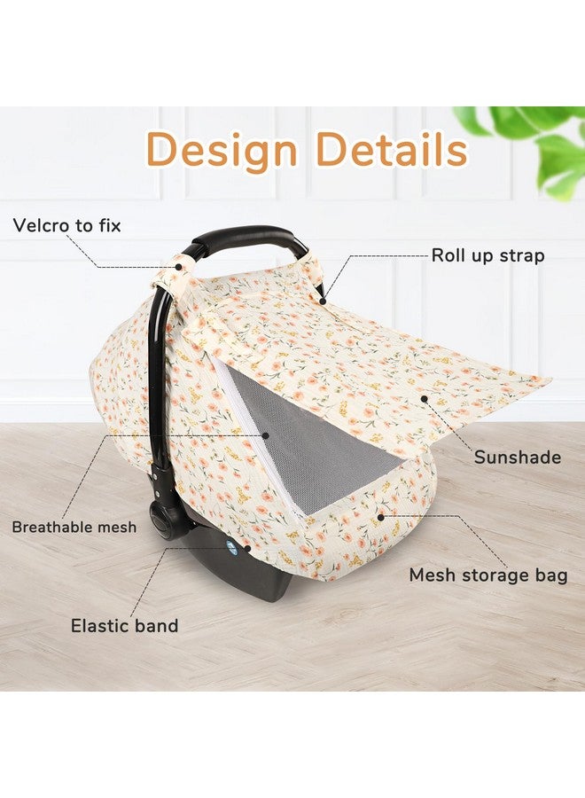 DAYEEBALL Summer Baby Car Seat Cover, Muslin Carseat Cover for Infant Boys Girls with Large Mesh Window, Breathable Newborn Car Seat Canopy, Red Flower - Image 4