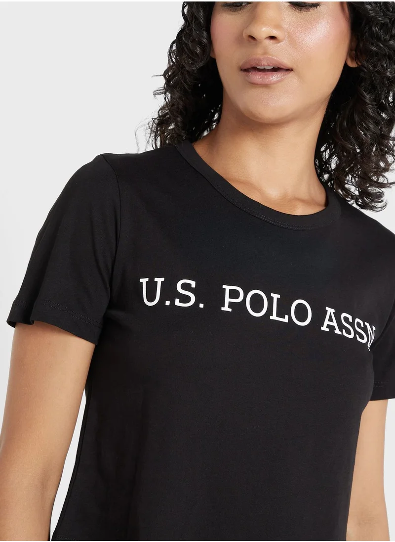 U.S. Polo Assn. Crew Neck Logo Crop Top