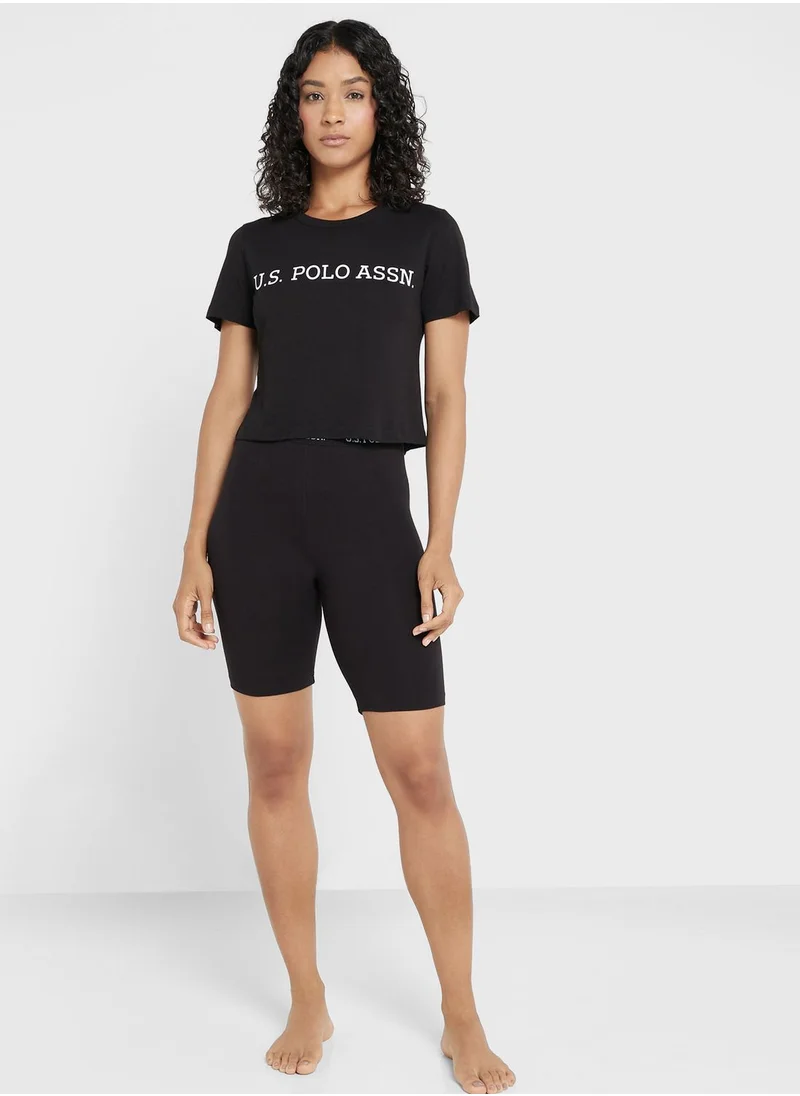 U.S. Polo Assn. Crew Neck Logo Crop Top